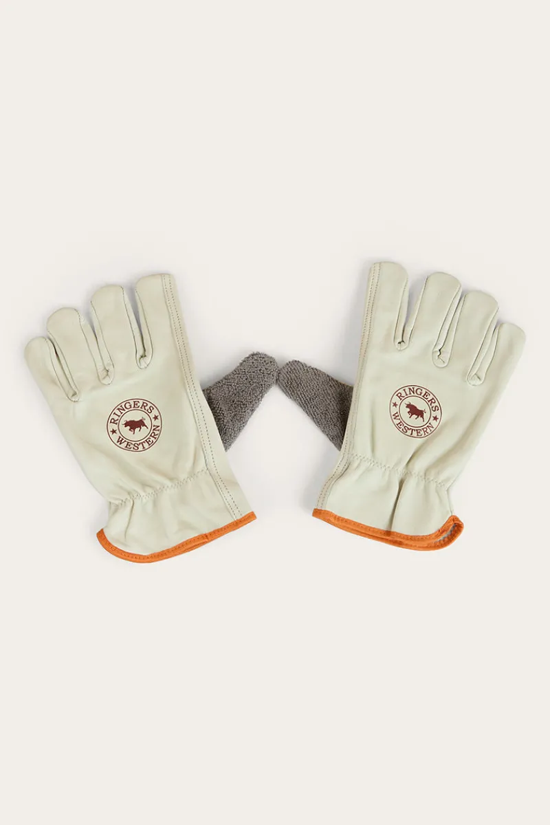 Online Ringers Western Big Dog Leather Gloves - Ivory