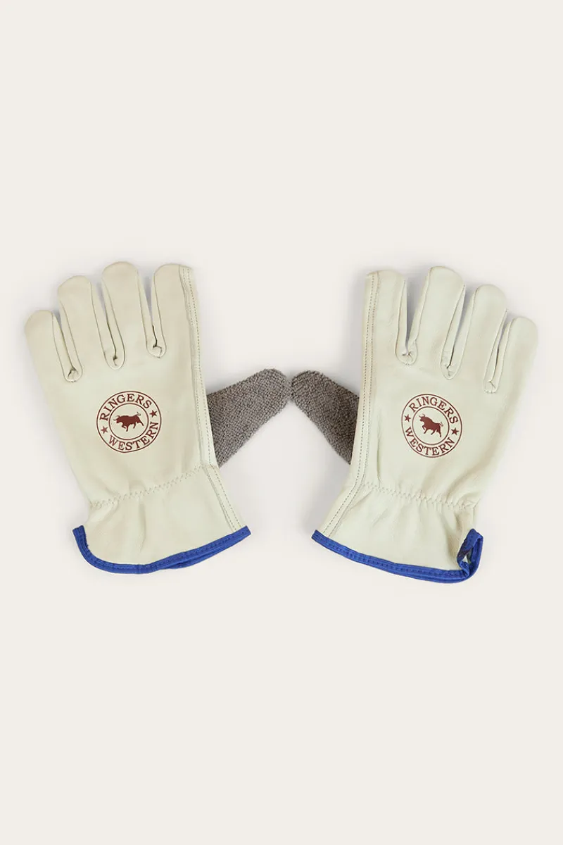 Online Ringers Western Big Dog Leather Gloves - Ivory