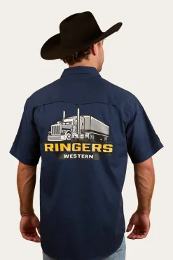 Sale Ringers Western Big Rig Mens Short Sleeve Shirt - Navy
