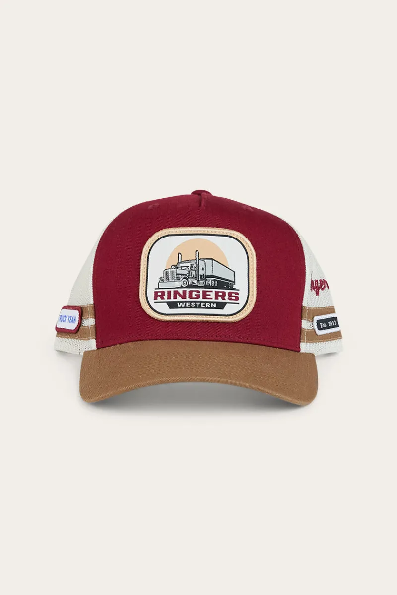 Outlet Ringers Western Big Rig Trucker Cap - Burgundy / Clay