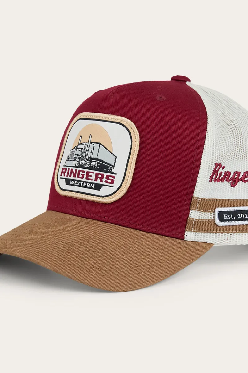 Outlet Ringers Western Big Rig Trucker Cap - Burgundy / Clay