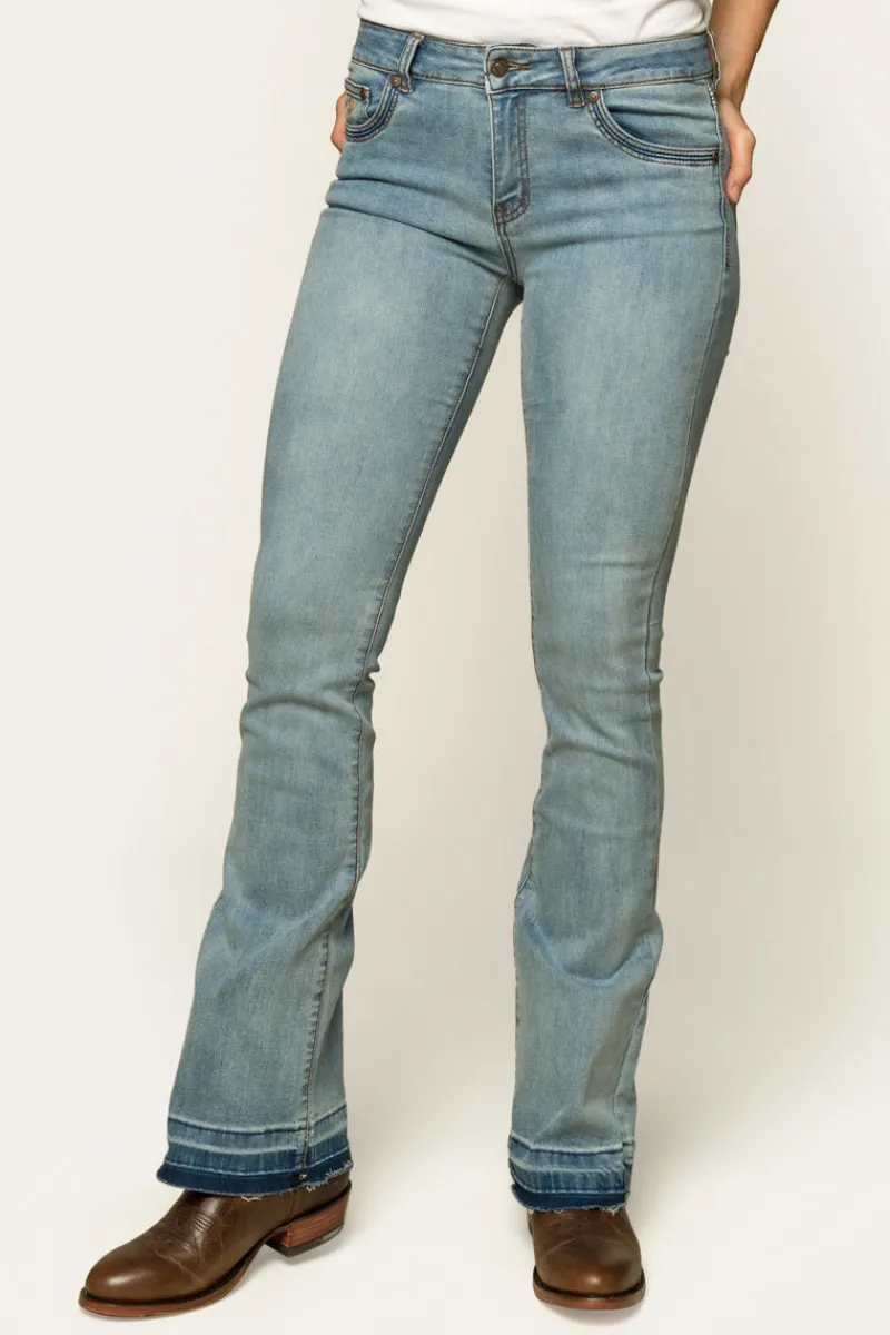 Ringers Western Billie Womens Mid-Rise Bootleg Jeans - Light Blue