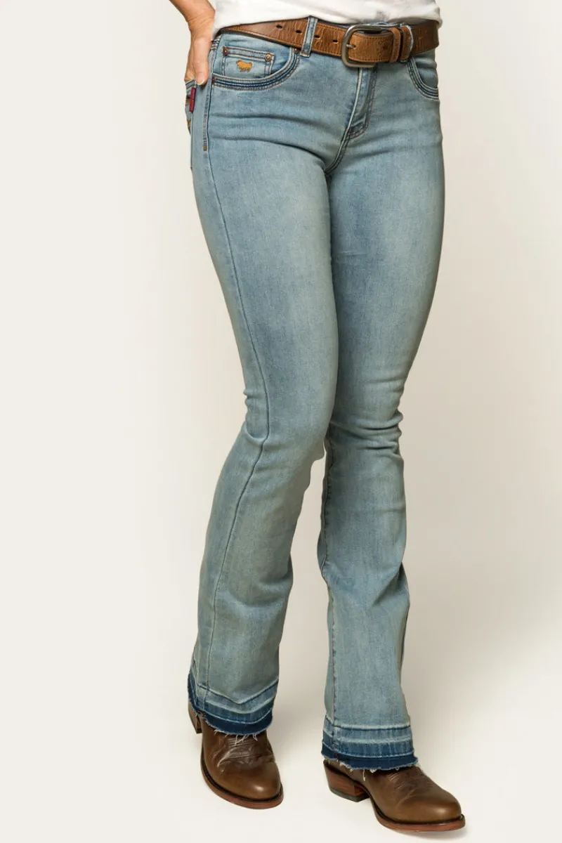 Ringers Western Billie Womens Mid-Rise Bootleg Jeans - Light Blue