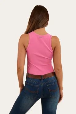 Best Ringers Western Blossom Womens Fitted Tank - Pink