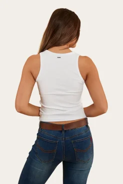 Best Ringers Western Blossom Womens Fitted Tank - White