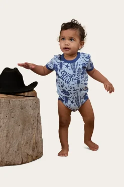 Ringers Western Boot Scootin Babies Short Sleeve Romper - Dusk