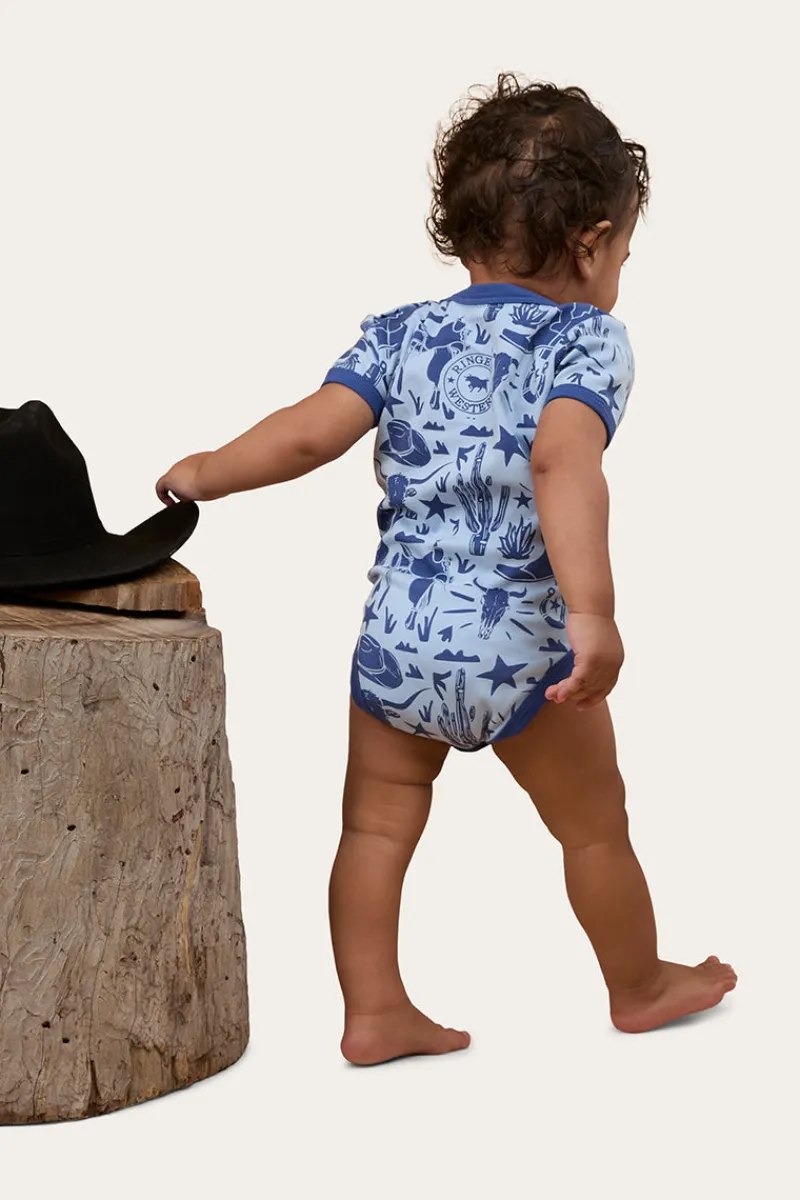 Ringers Western Boot Scootin Babies Short Sleeve Romper - Dusk