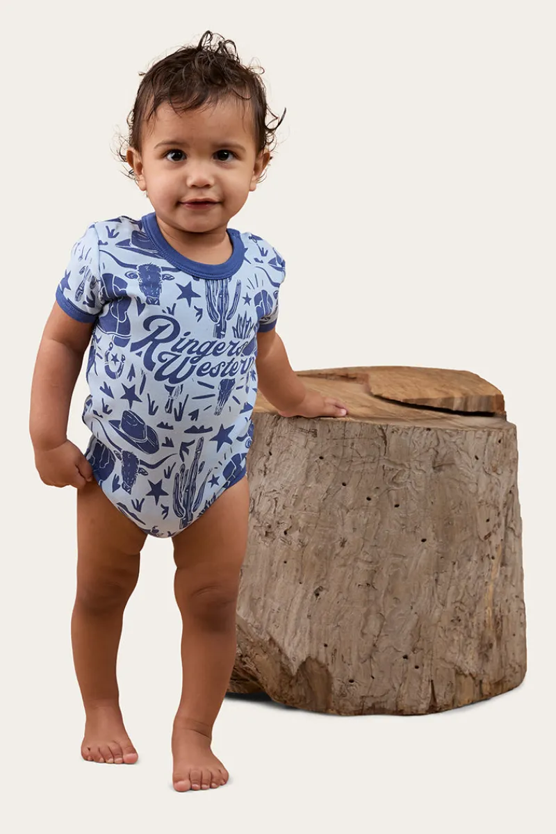 Ringers Western Boot Scootin Babies Short Sleeve Romper - Dusk