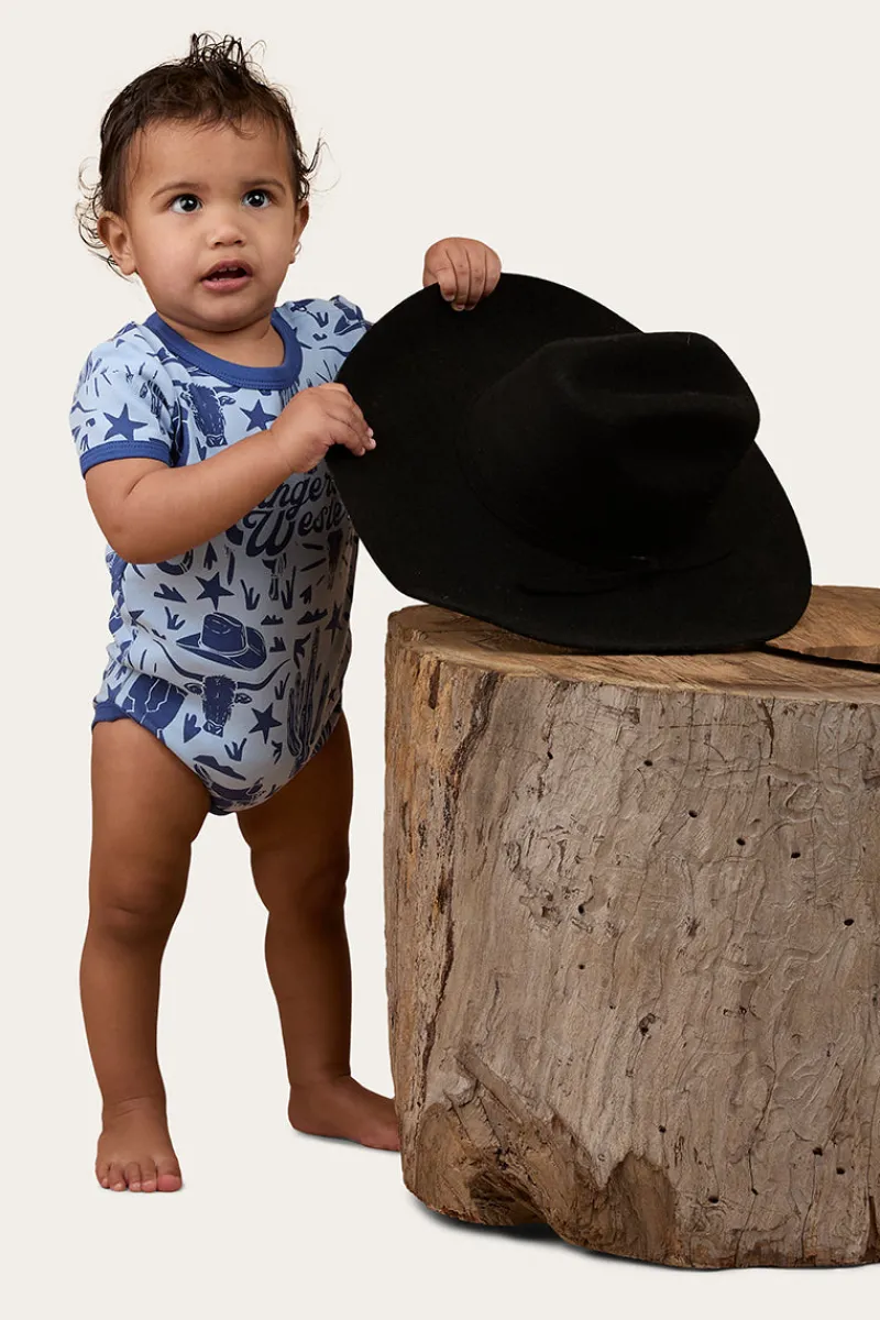 Ringers Western Boot Scootin Babies Short Sleeve Romper - Dusk