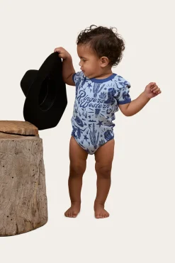 Ringers Western Boot Scootin Babies Short Sleeve Romper - Dusk