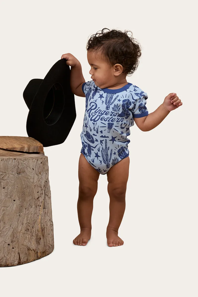 Ringers Western Boot Scootin Babies Short Sleeve Romper - Dusk