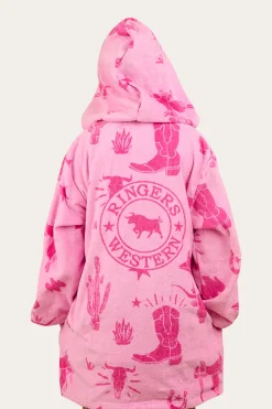 Hot Ringers Western Boot Scootin Kids Zip Through Towel - Pastel Pink