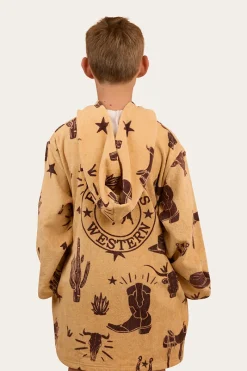 Outlet Ringers Western Boot Scootin Kids Zip Through Towel - Dark Sand