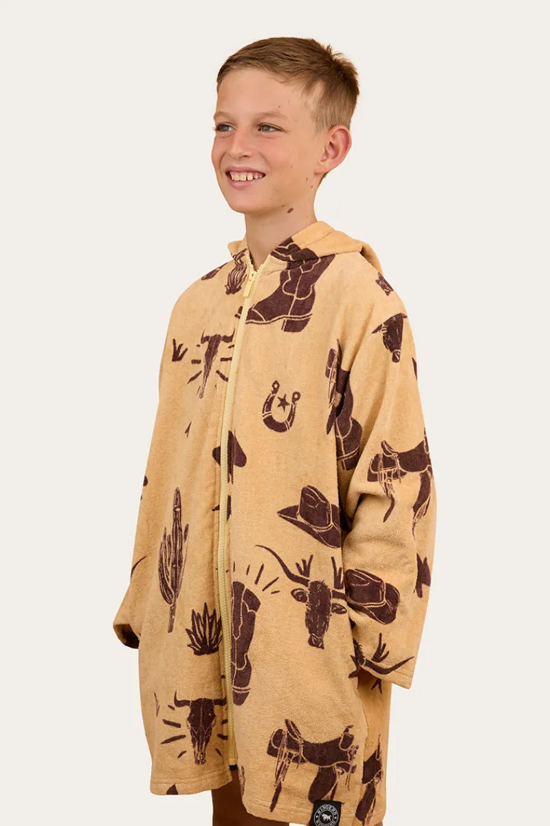 Outlet Ringers Western Boot Scootin Kids Zip Through Towel - Dark Sand