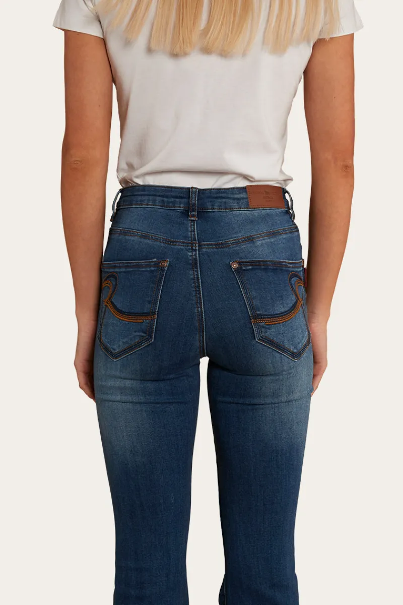 Online Ringers Western Bowie Womens Flare Jeans - Vintage Blue Wash