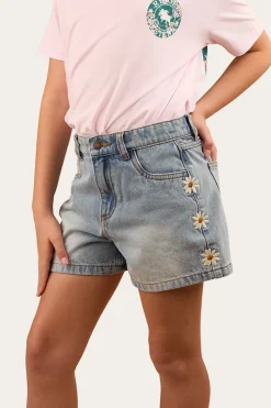 Hot Ringers Western Bridie Kids Denim Short -Light Wash Blue