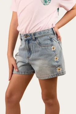 Hot Ringers Western Bridie Kids Denim Short -Light Wash Blue