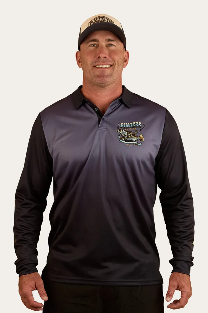 Hot Ringers Western Buckin Barra Fishing Jersey - Navy