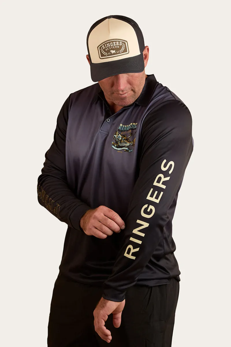 Hot Ringers Western Buckin Barra Fishing Jersey - Navy