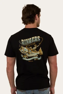 New Ringers Western Buckin Barra Mens Loose Fit T-Shirt - Black