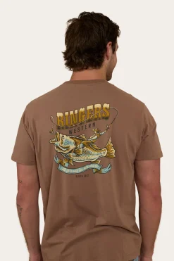 Ringers Western Buckin Barra Mens Loose Fit T-Shirt - Almond