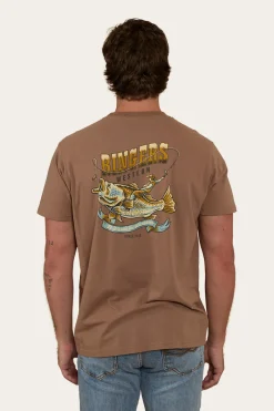 Ringers Western Buckin Barra Mens Loose Fit T-Shirt - Almond