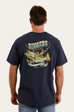 Sale Ringers Western Buckin Barra Mens Loose Fit T-Shirt - Navy