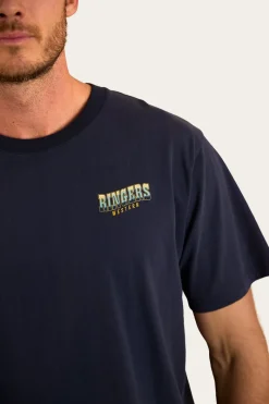 Sale Ringers Western Buckin Barra Mens Loose Fit T-Shirt - Navy