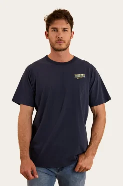 Sale Ringers Western Buckin Barra Mens Loose Fit T-Shirt - Navy