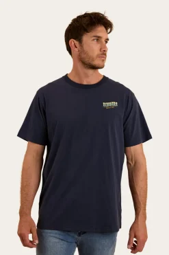 Sale Ringers Western Buckin Barra Mens Loose Fit T-Shirt - Navy