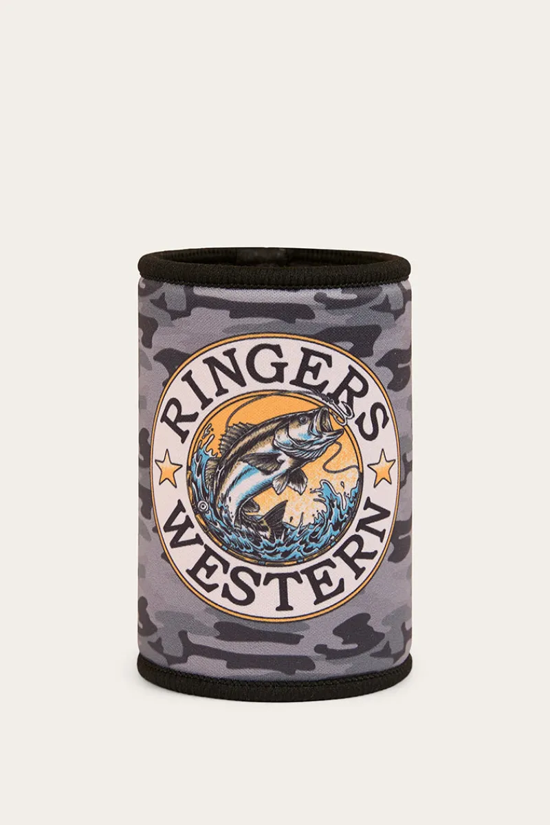 Outlet Ringers Western Buckin Barra Stubby Cooler - Black Camo