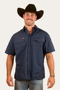 New Ringers Western Bulgarra Mens Ripstop Full Button Work Shirt - Dark Navy