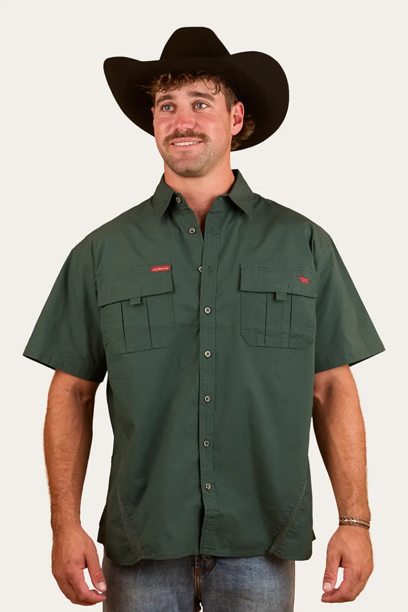 Sale Ringers Western Bulgarra Mens Ripstop Full Button Work Shirt - Forest Green