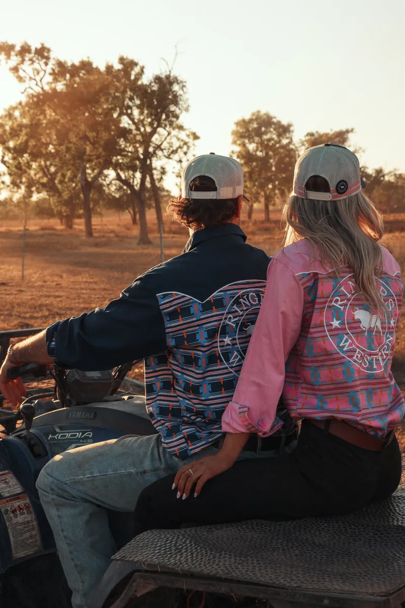 Hot Ringers Western Burdekin Womens Limited Edition Full Button Work Shirt - Pastel Pink