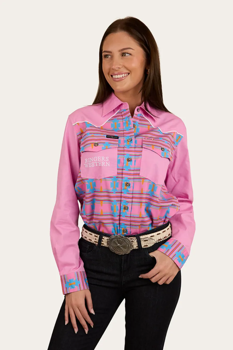 Hot Ringers Western Burdekin Womens Limited Edition Full Button Work Shirt - Pastel Pink