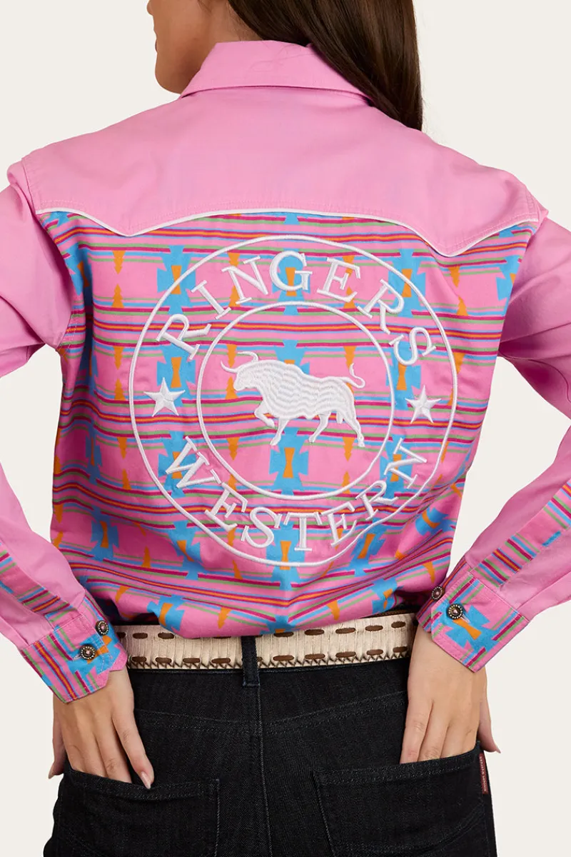 Hot Ringers Western Burdekin Womens Limited Edition Full Button Work Shirt - Pastel Pink