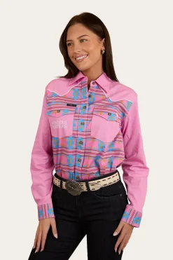 Hot Ringers Western Burdekin Womens Limited Edition Full Button Work Shirt - Pastel Pink