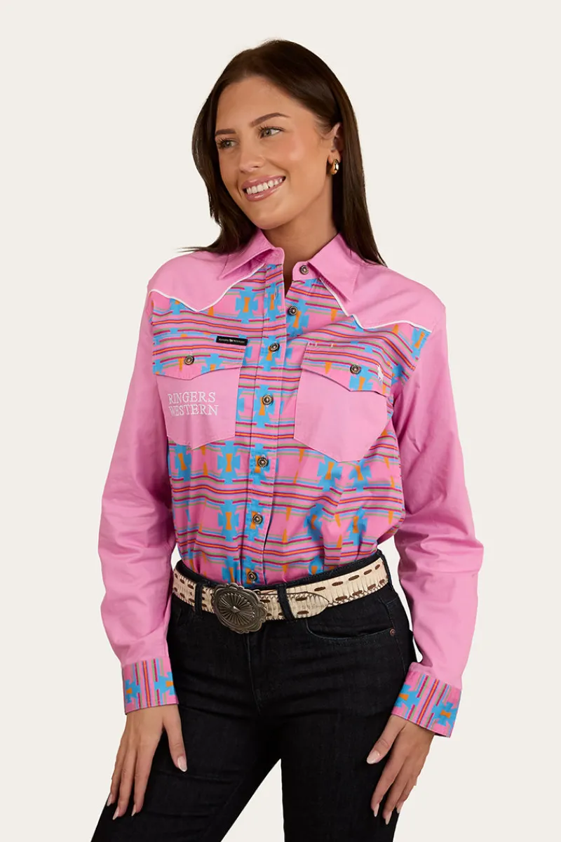 Hot Ringers Western Burdekin Womens Limited Edition Full Button Work Shirt - Pastel Pink