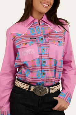 Hot Ringers Western Burdekin Womens Limited Edition Full Button Work Shirt - Pastel Pink