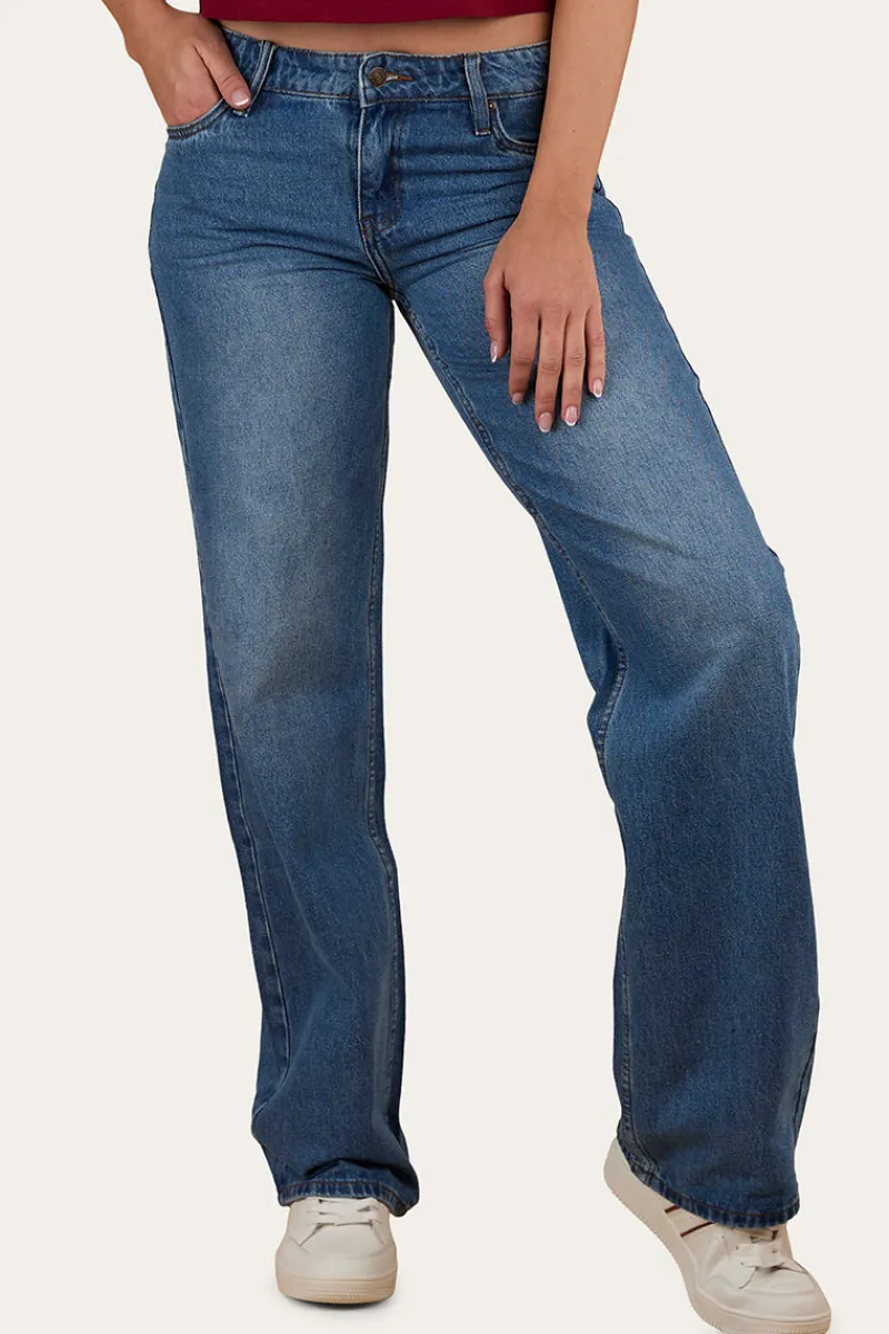 New Ringers Western Cammy Low Rise Wide Leg Jean - Light Blue