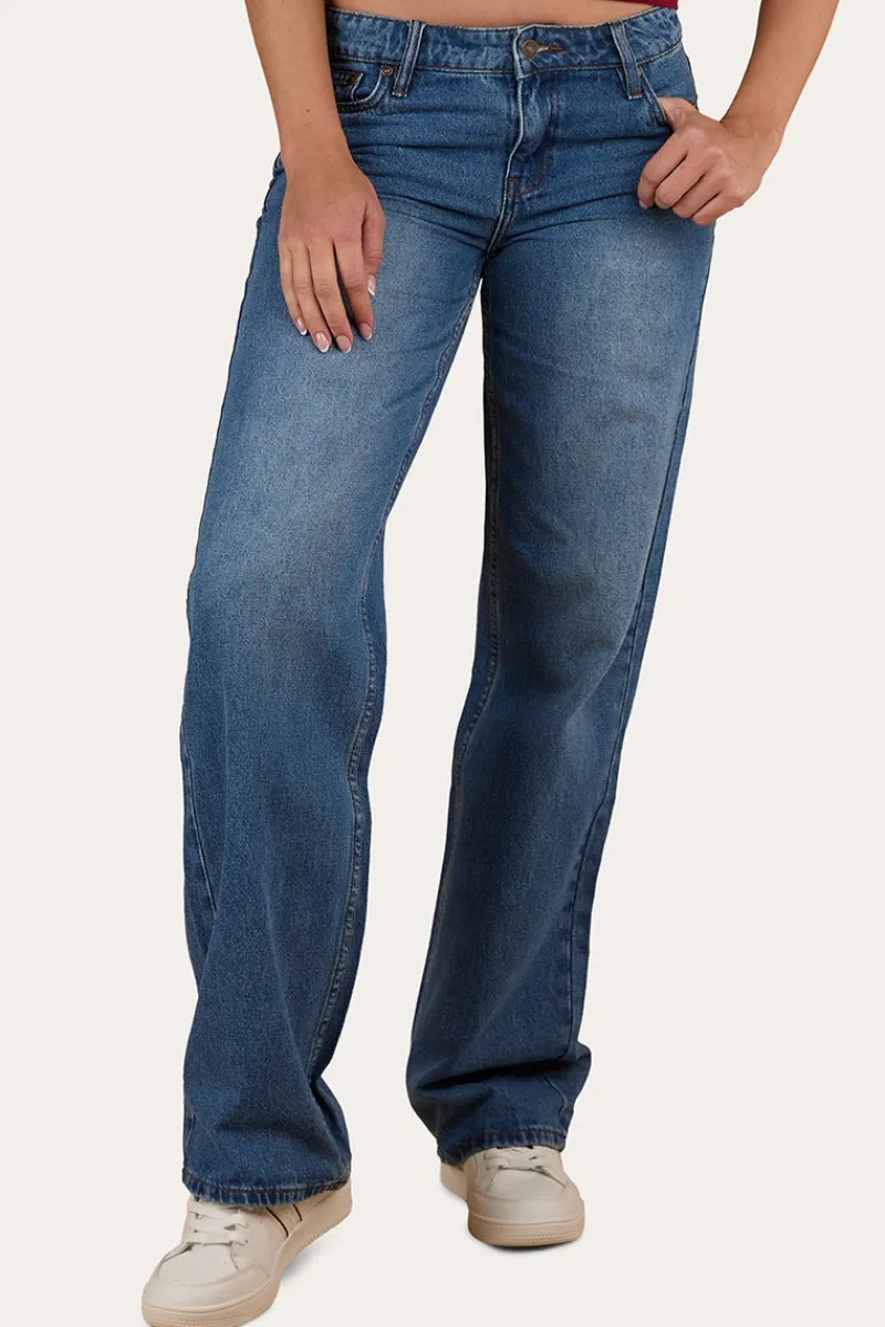 New Ringers Western Cammy Low Rise Wide Leg Jean - Light Blue