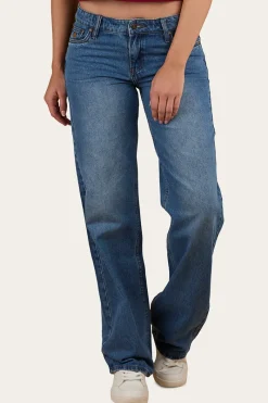 New Ringers Western Cammy Low Rise Wide Leg Jean - Light Blue