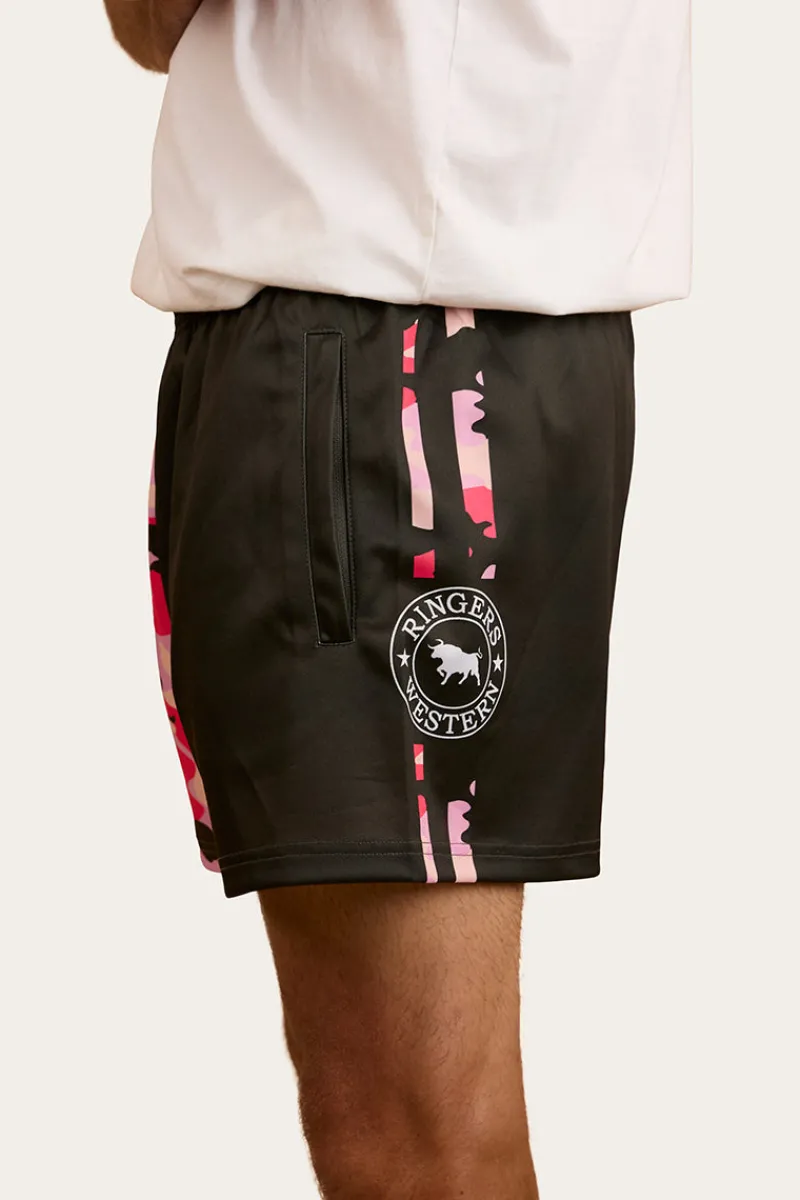 Clearance Ringers Western Camo Footy Shorts - Charcoal / Pink Camo