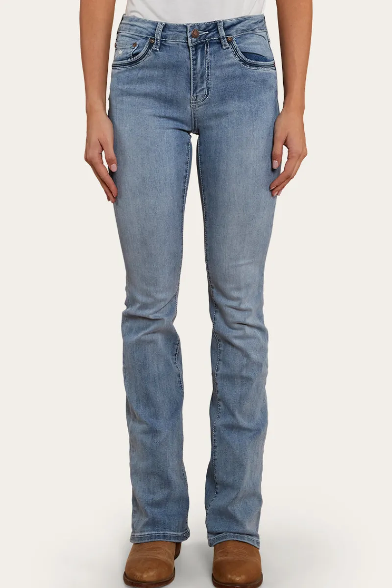Sale Ringers Western Caroline Rodeo Womens Mid-Rise Bootleg Jeans - Light Blue