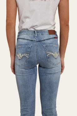Sale Ringers Western Caroline Rodeo Womens Mid-Rise Bootleg Jeans - Light Blue