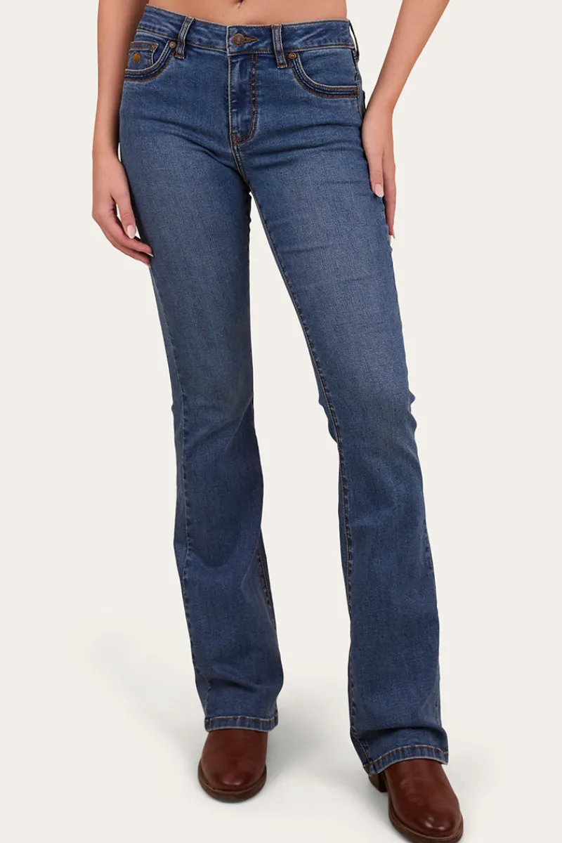 Discount Ringers Western Caroline Womens Mid Rise Bootleg Jean - Mid Wash Blue