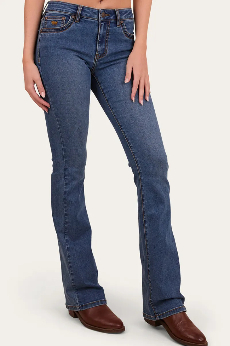 Discount Ringers Western Caroline Womens Mid Rise Bootleg Jean - Mid Wash Blue