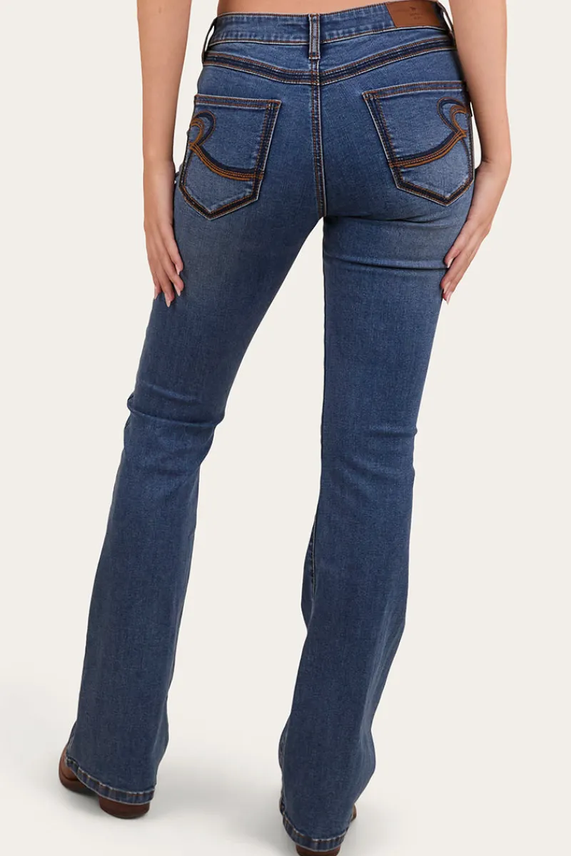 Discount Ringers Western Caroline Womens Mid Rise Bootleg Jean - Mid Wash Blue