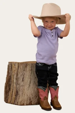 New Ringers Western Casey Kids Rib Henley Top - Violet