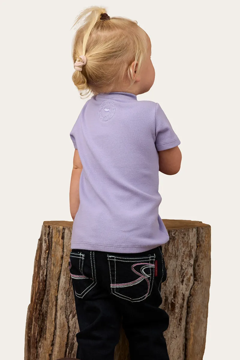 New Ringers Western Casey Kids Rib Henley Top - Violet